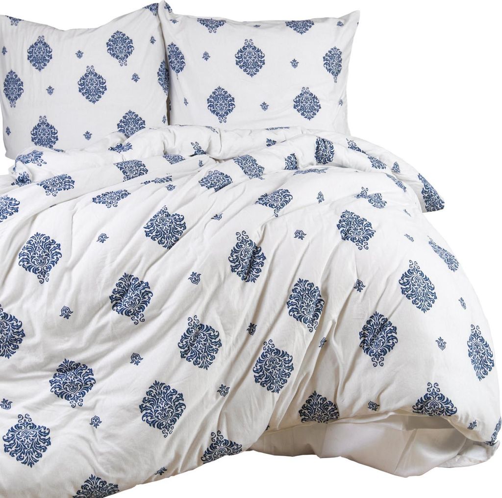 Bettwäsche, Jersey, 100 % Baumwolle, weich 160x200 2203 Blaue Ornamente