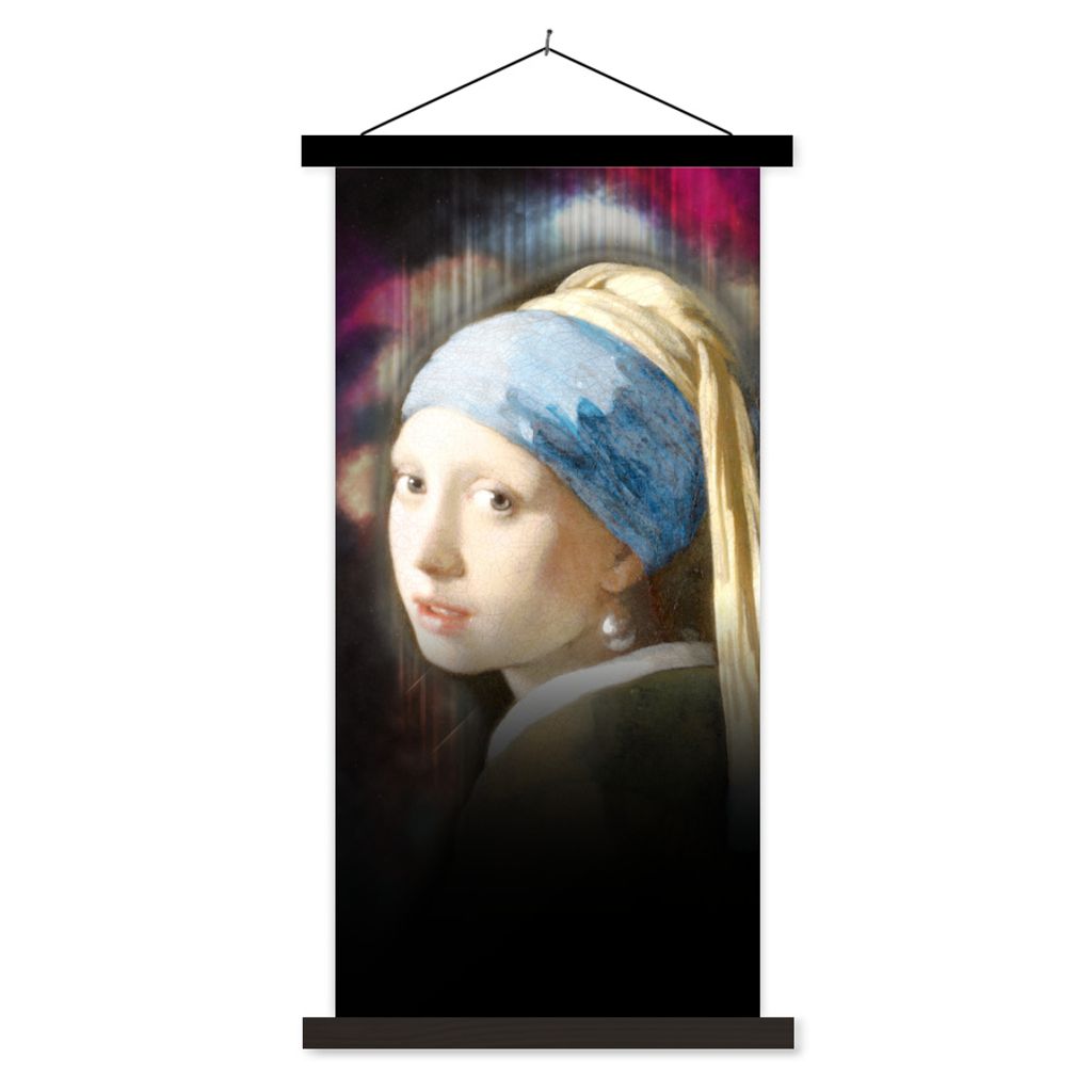 MuchoWow Textilposter Kunst - Vermeer - Regenbogen 40x80 cm mit schwarzem Rahmen - Wandemalerei