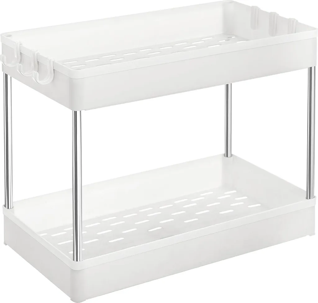 Organizer Sottolavello Acciaio e Plastica | Robusto Scaffale Bianco
