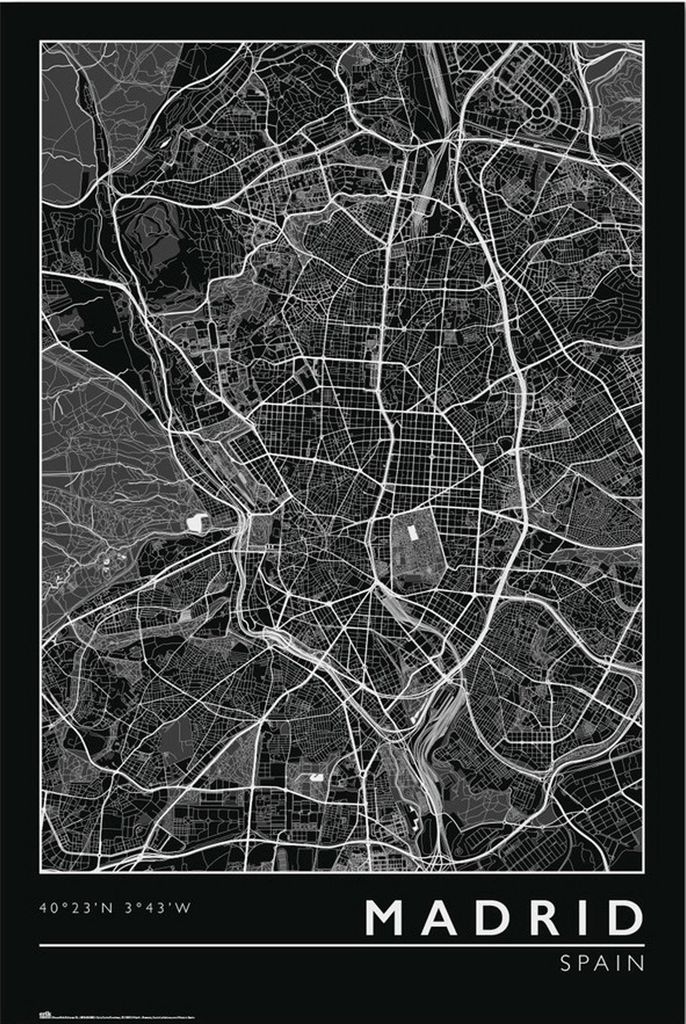 Mapa města - Madrid - plakát plakátový tisk - velikost Obrázek produktu 