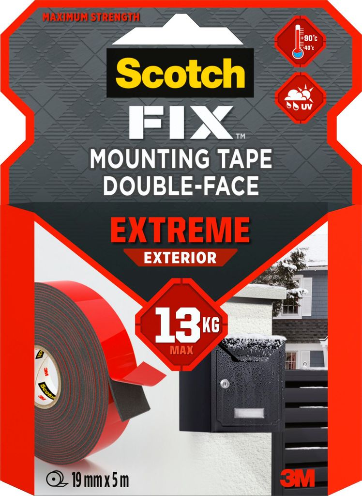 Scotch-Fix Extreme Doppelseitiges Montageband, 19 mm x 5 m, Produktbild 