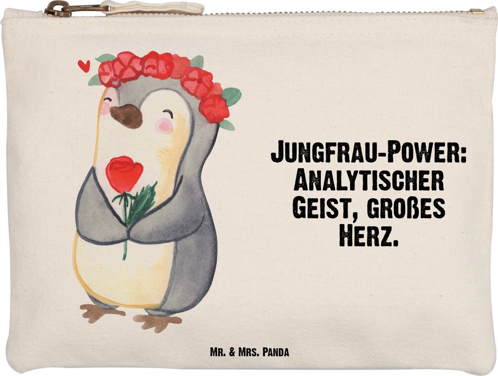Mr. & Mrs. Panda kosmetiktäschchen Jungfrau Astrologie Größe M - Weiß - Geschenk, Schulmäppchen, toiletry bag, Sternzeichen, Etui, Geschenke f...