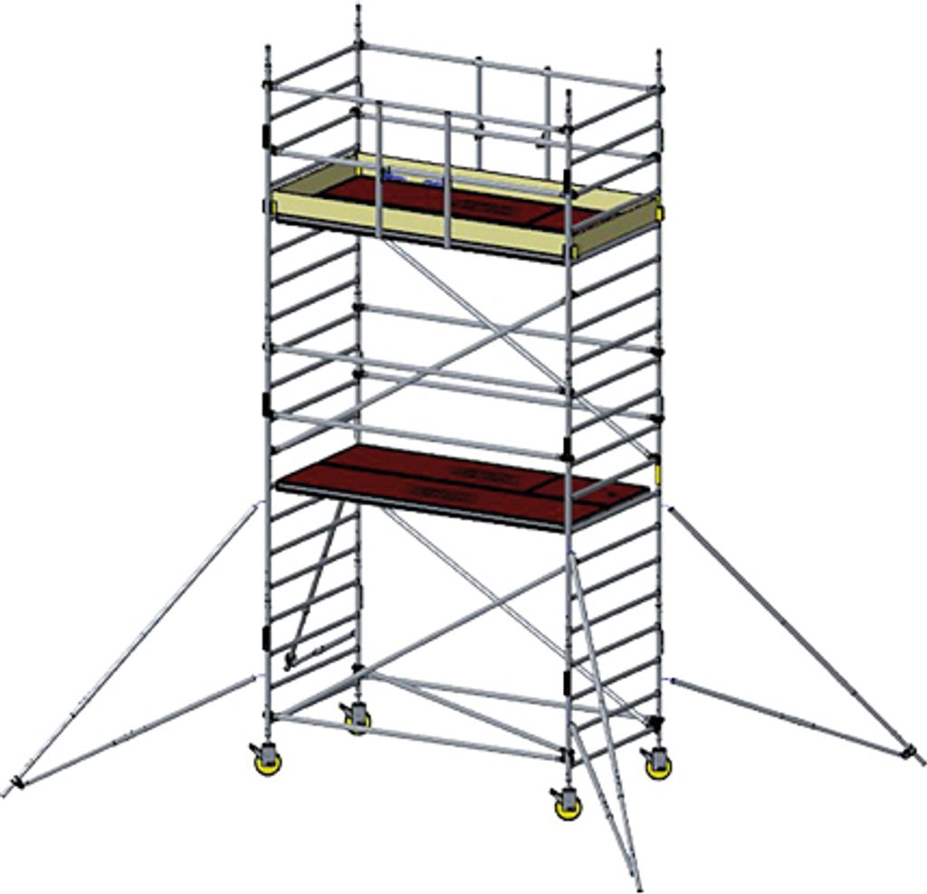 Alu Fahrgerüst Mod. E neue Norm MOBILE - Breite: 1,30 m - Gerüstl.: 1,80 m, Arbeitsh.: 6,30 m