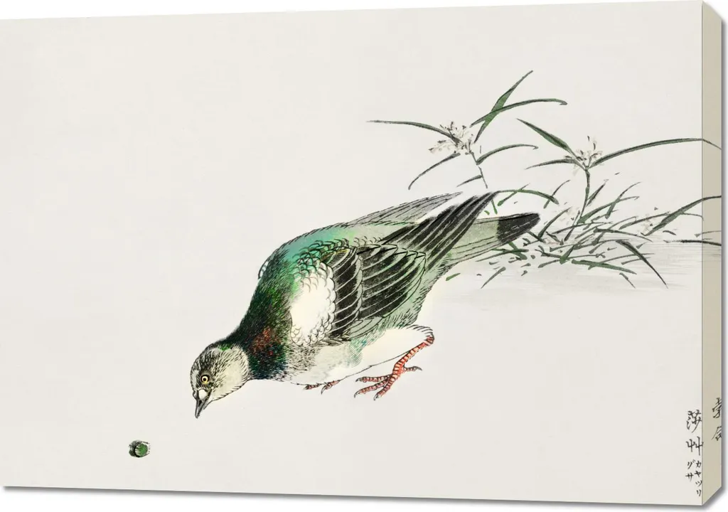 Quadro 100x70cm Turtle Dove Kashu Giapponese Vintage Salotto Canvas