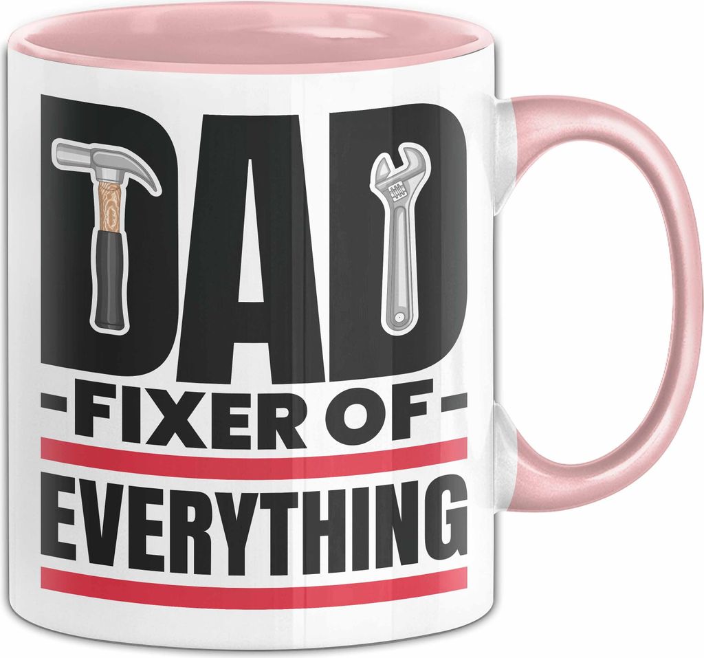 Papa Tasse Geschenk Dad Fixer Of Everything Geschenkidee zum Geburtstag Vatertag (Rosa)