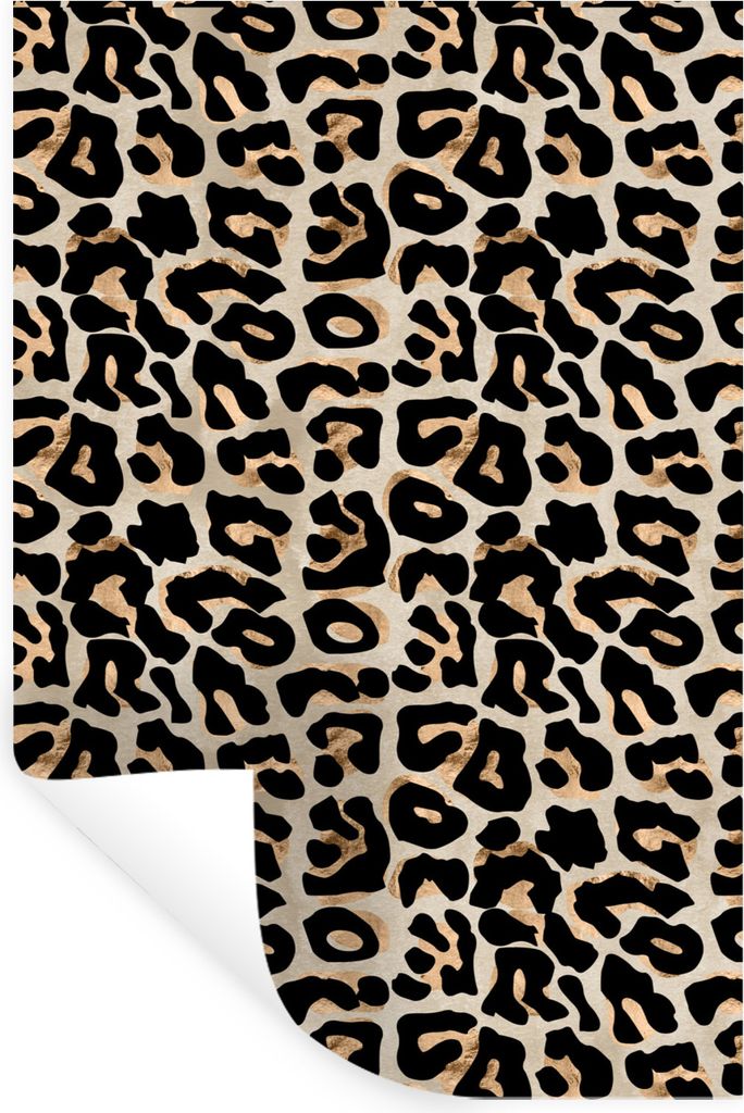 MuchoWow Wandtattoo Wandsticker Wandaufkleber Panther Druck - Luxus - Gold 80x120 cm Selbstklebend und Repositionierbar - Repositionierbar - Wass...