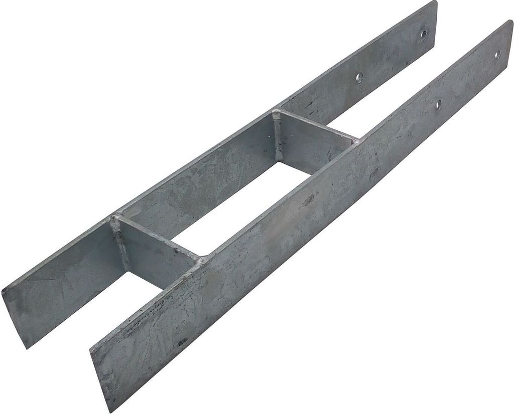 BURI 4er Set H-Anker Pfostenträger feuerverzinkt 91 mm / 600 mm H-Träger Pfostenanker