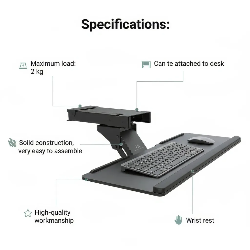 Support Clavier et Souris 67cm pour Soulager le Poignet et le Dos