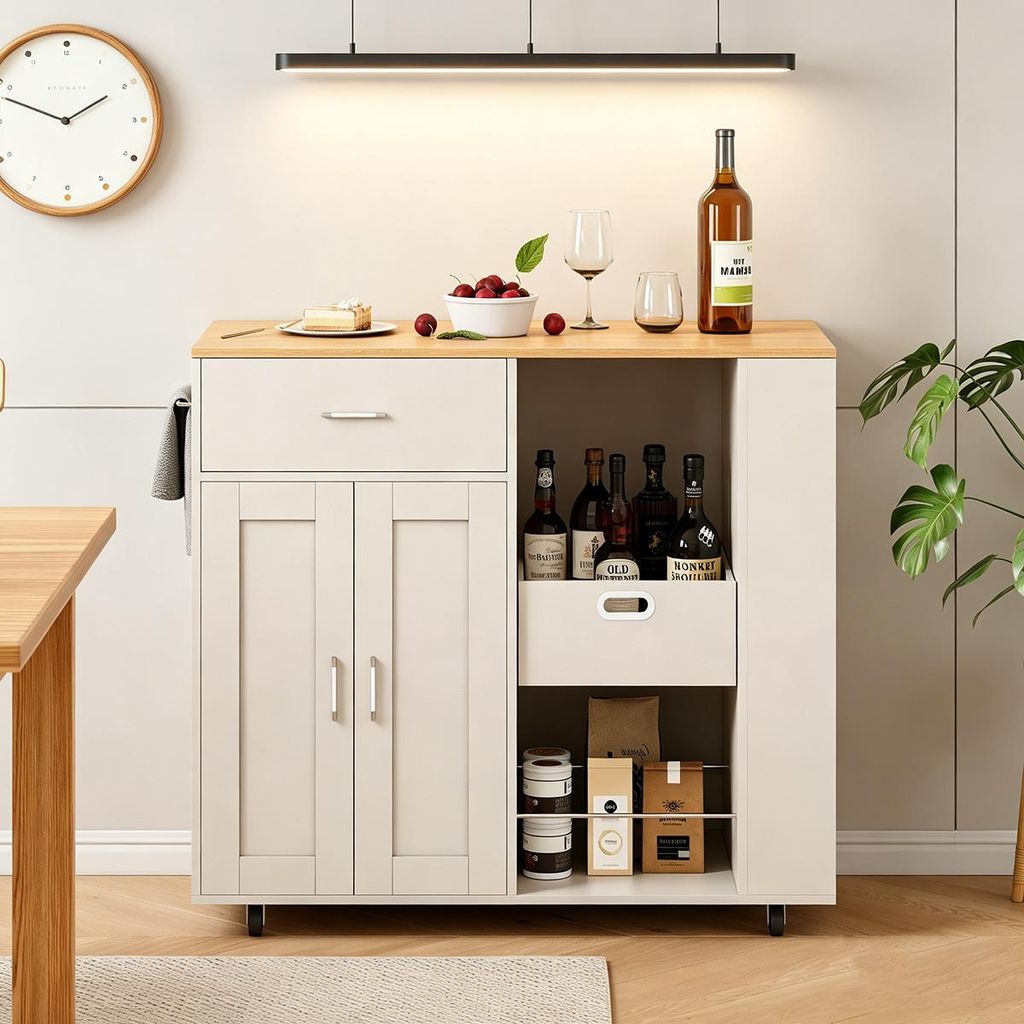 Îlot de cuisine INONEFT sur roulettes, chariot de cuisine Image du produit 