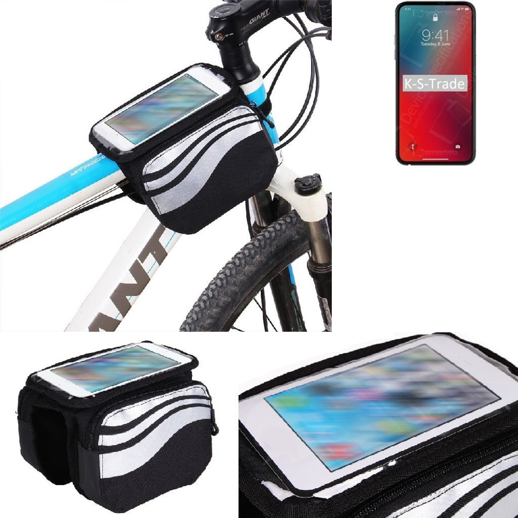 K-S-Trade Rahmentasche Fahrrad-Halterung kompatibel mit Apple iPhone 12 Pro Rahmenhalterung Fahrrad Handyhalterung Fahrradtasche Handy Smartphone