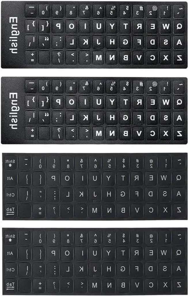 Autocollants clavier anglais lot de 4 noir mat détection rapide PC Mac
