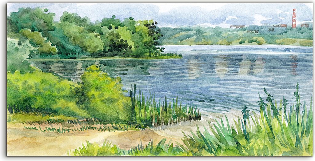 Coloray Acrylbild 120x60 Wandbild Acrylbilder Kunst handgezeichnete Sommerlandschaft