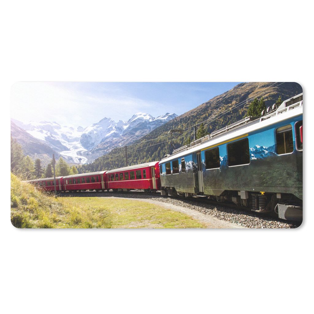 MuchoWow Mauspad Mousepad Ein roter Zug in den Bergen 60x30 cm - Mousepads - Maus Mat - Pad - Mausunterlage - Nachhaltig
