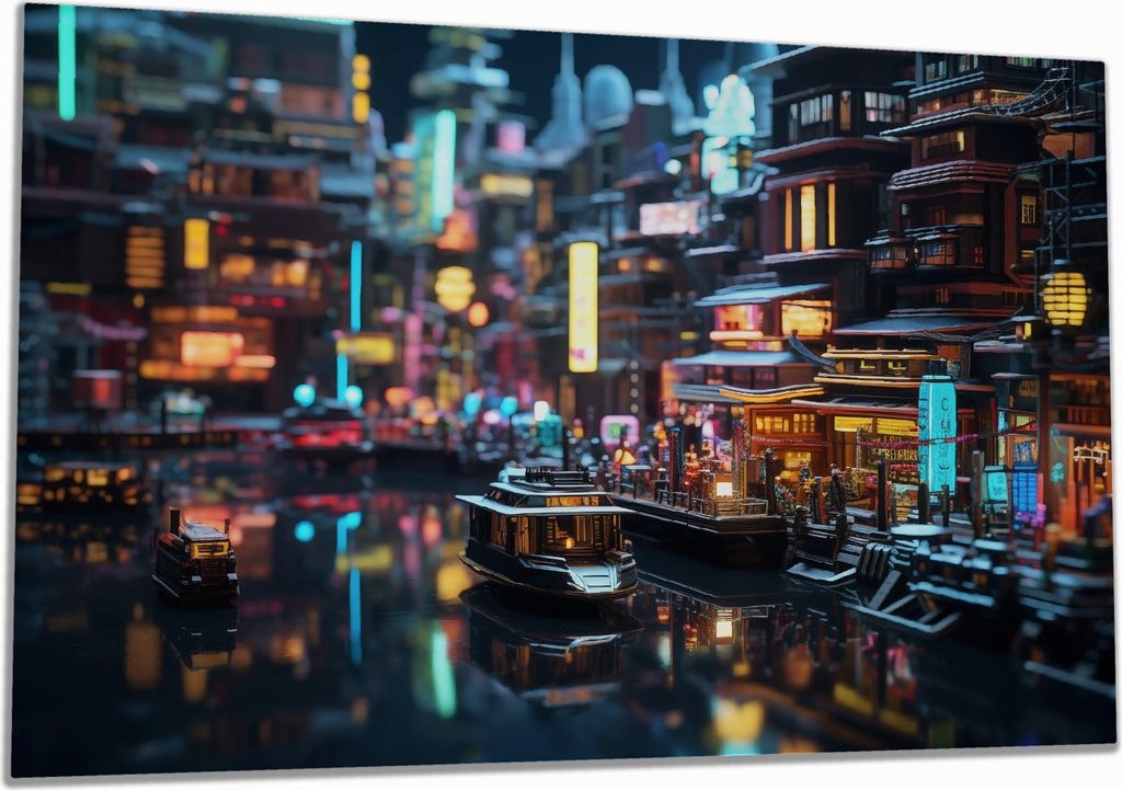 Wallario Herdabdeckplatte aus Glas, Größe 80 x 52 cm 1-teilig, Motiv Stadt bei Nacht