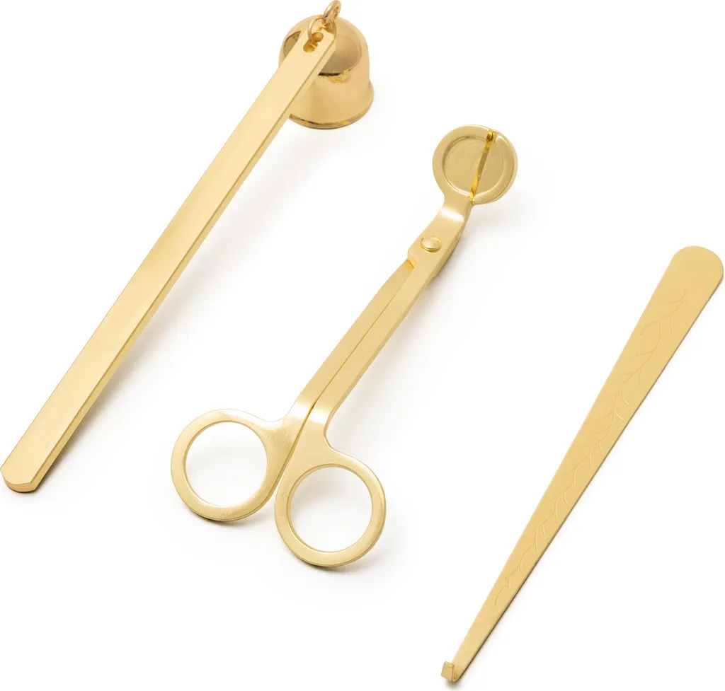 Set pour éteindre et tailler les mèches de bougies métal or chic