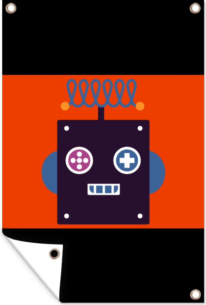 MuchoWow 120x90 cm Outdoor-Poster Gartendeko Sichtschutz Garten Poster für den Garten Roboter - Rot - Gesicht - Formen - Jungen - Kinder