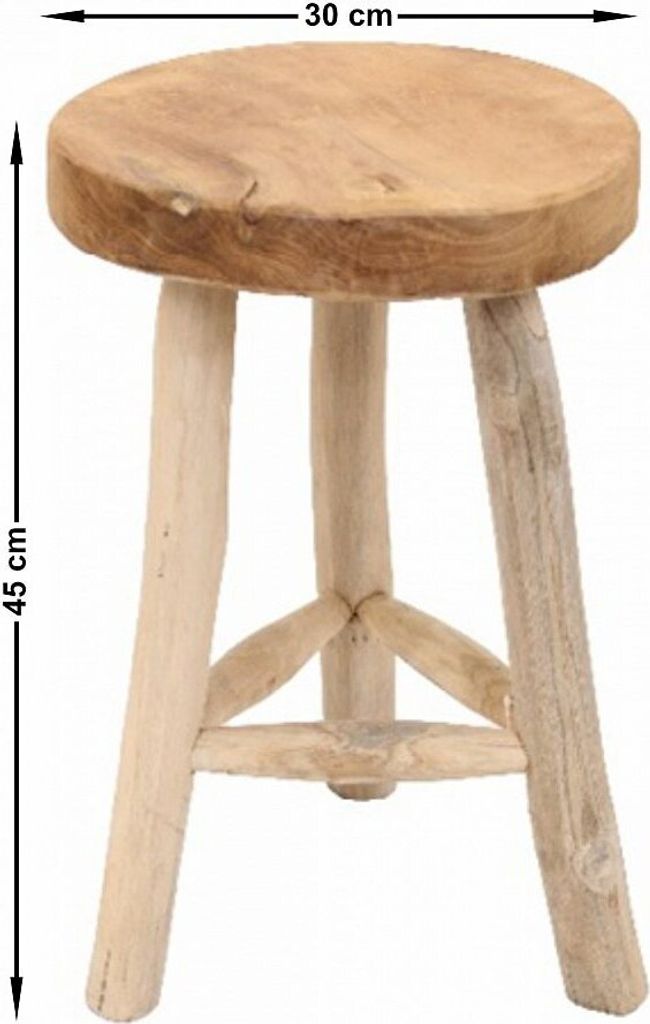 Holzhocker - D30 x H45 cm - natur - Teakholz
