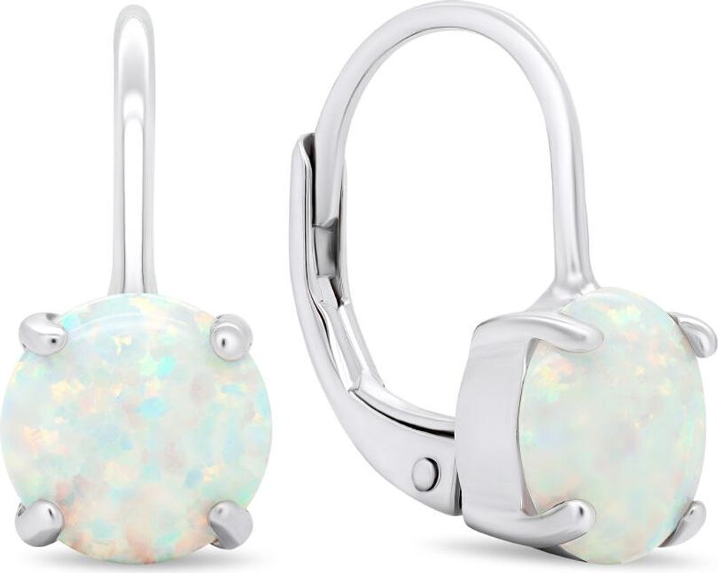 Charming silver earrings with synthetic opals EA429W