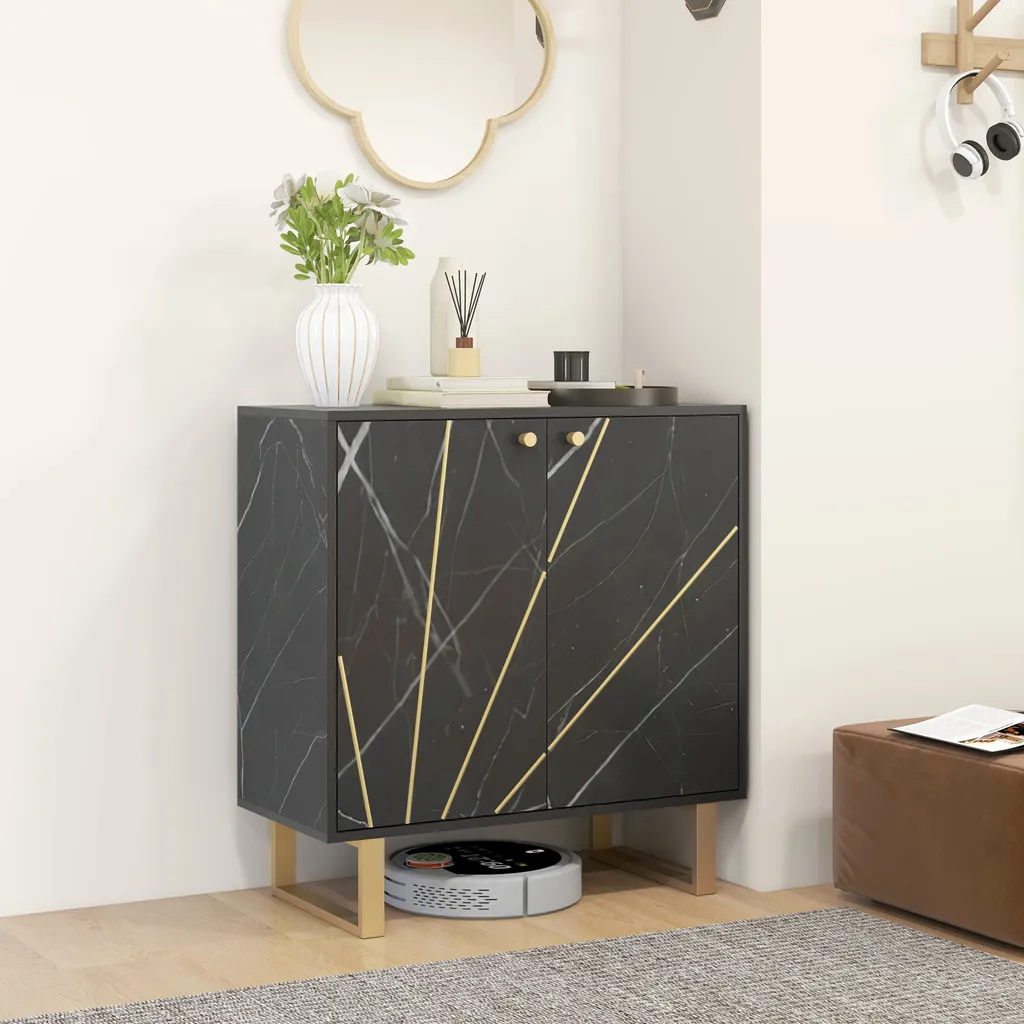 HOMCOM Armoire de rangement de cuisine, buffet avec porte de grange, noir | Home Depot Canada