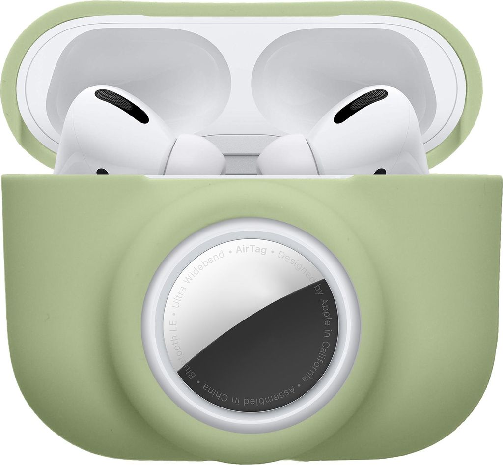 kwmobile 2-in1 Hülle kompatibel mit Apple Airpods Pro (1.Gen) - Kopfhörer Case kompatibel mit Airtag - Weiches Silikon Cover - Schutzhülle mit