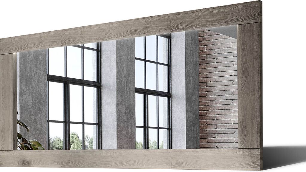 160x100 Rechteckig Rustikale Wandspiegel mit Rahmen massivholz Eichenholz Horizontal | Individuell Spiegel Nach Maß | LDR224 Oak Ashen Glatte Ober...