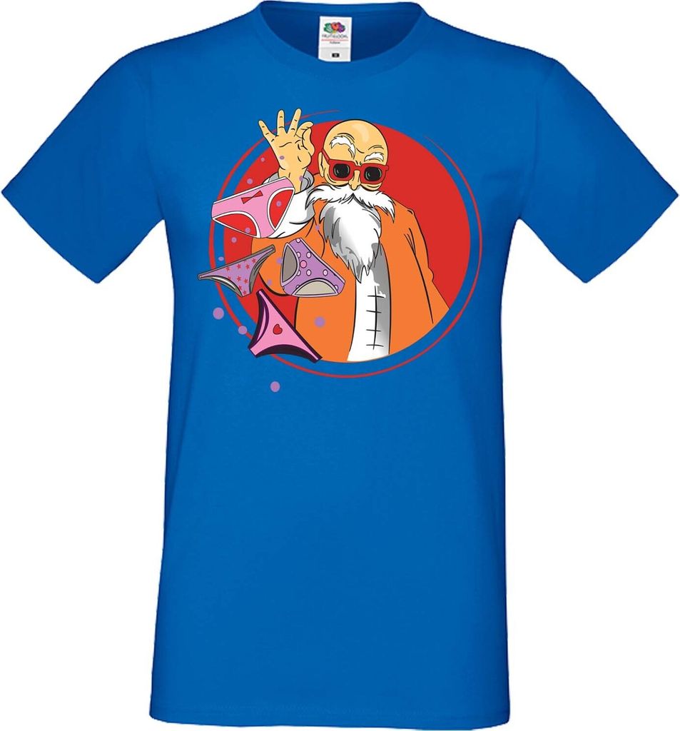 Herren T-Shirt Anime Manga Dragon Anime Manga Ball Z Master Roshi 03 Kame Sennin, Man S / Blau