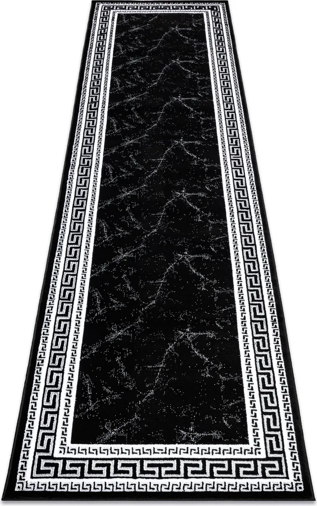 Tapis moderne GLOSS 2813 87 résistant noir gris cadre grec 70 x 250 cm