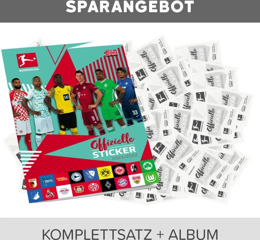 Topps Bundesliga 2021/22 : Set Complet Autocollants avec Album Collector