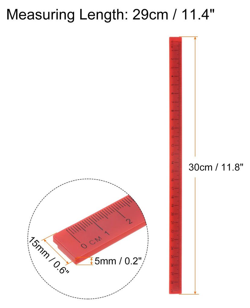 Wei?wandtafel Magnetisches Lineal 29cm Metrische Tafel Gerade Lineale Bš¹ro Messwerkzeuge Korallrot
