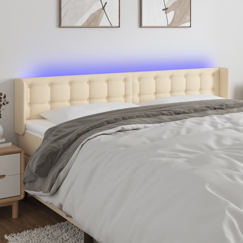 Maison Exclusive - LED Kopfteil Creme 203x16x78/88 cm Stoff