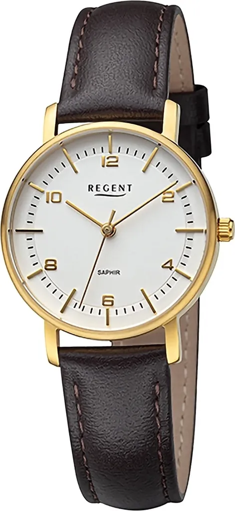 Orologio da polso Regent in pelle da donna al quarzo cinturino in pelle marrone scuro D2URF1480