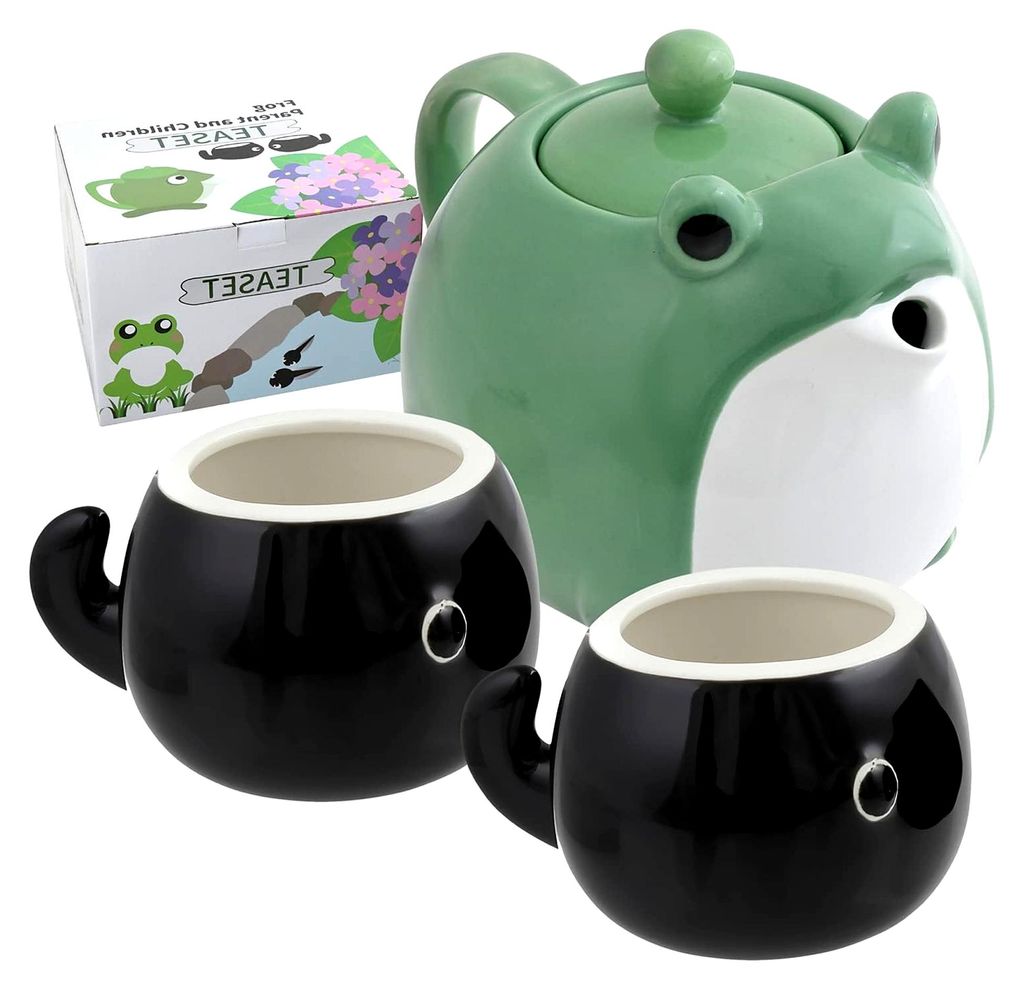 Frosch-Teekanne und Tassen-Set, japanisches Teeservice mit Filter und Geschenkbox (850 ml Teekanne, 2 Tassen à 142 ml)