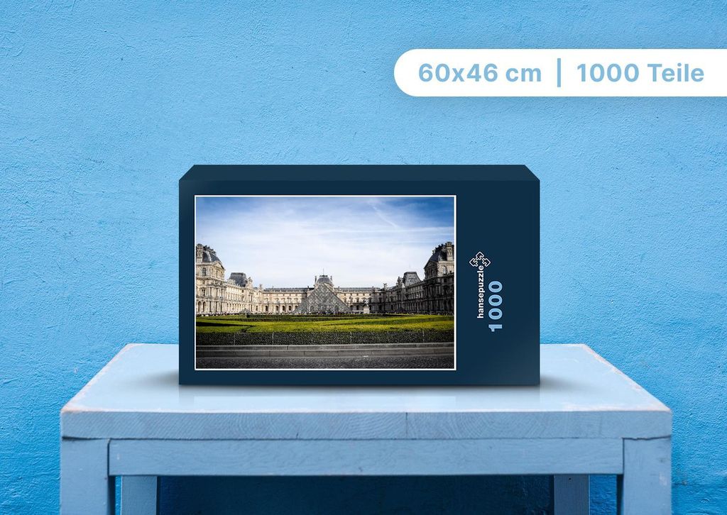hansepuzzle 107238 - Louvre Puzzle, 1000 Teile, Gebäude, 60,0 x 46,0cm mit hochwertiger Aufbewahrung, Kartonbox und wiederverschließbarem Beutel