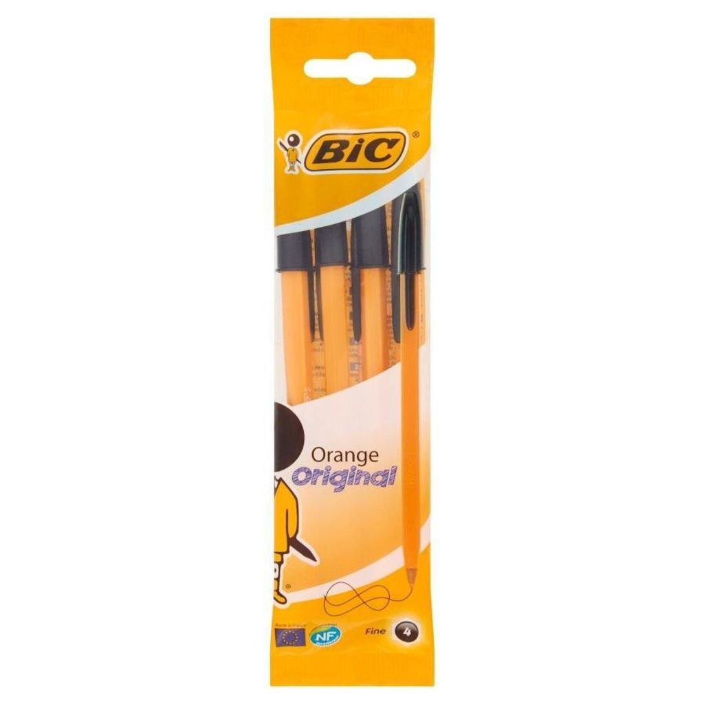 Penna a sfera BIC arancione Original Fine nera 4 pz Immagine del prodotto 