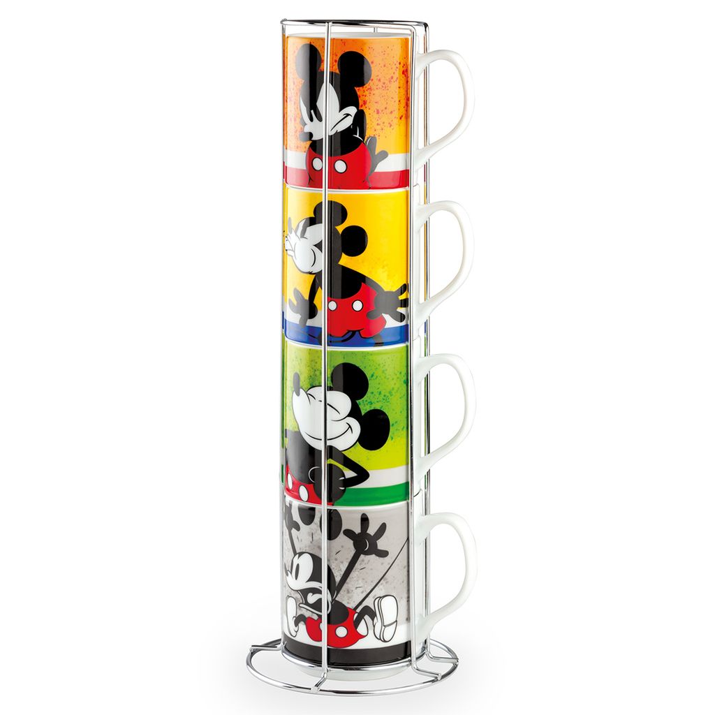 Egan MICKEY I AM 4er-Set stapelbarer Becher 350 ml mit Metallständer