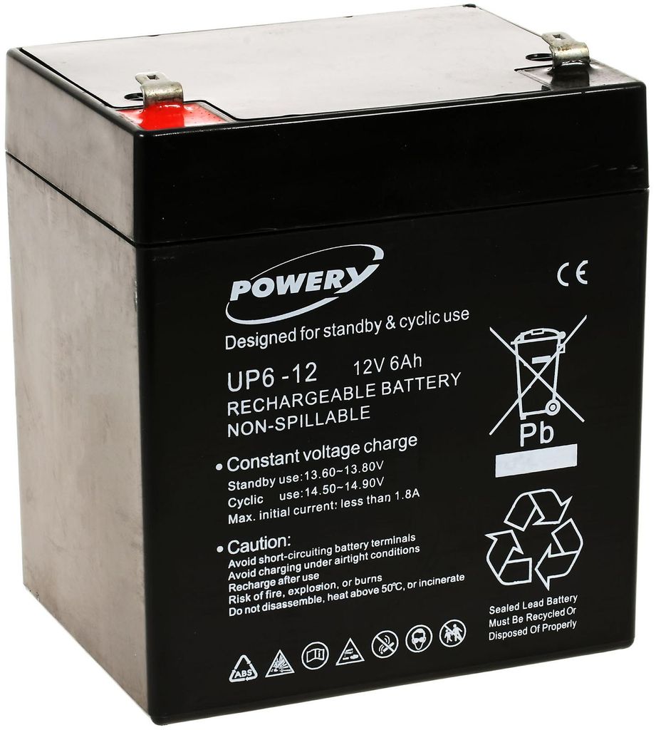 Powery Blei-Gel Akku 12V 6Ah (ersetzt 4,5Ah, 5Ah) Produktbild 