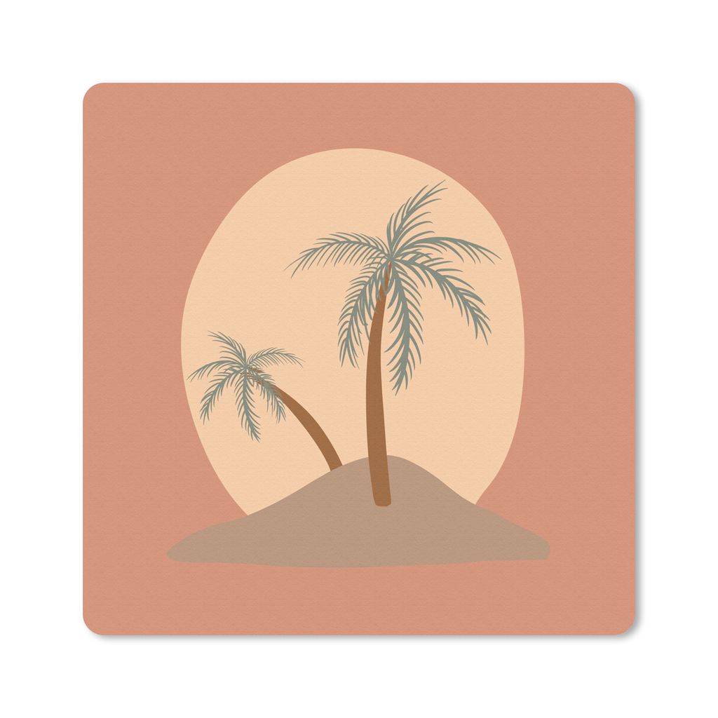 MuchoWow Mauspad Mousepad Palme - Sonne - Pastell - Sommer 30x30 cm - Mousepads - Maus Mat - Pad - Mausunterlage - Gaming
