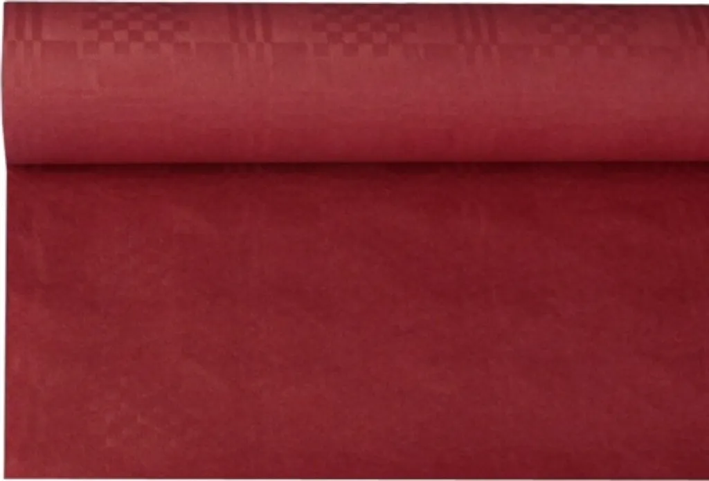 Nappe damassée bordeaux Papstar 18597 en papier épais de 8 mètres de long