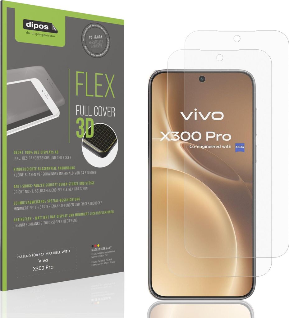2x Full Cover Schutzfolie matt für Vivo X300 Pro Panzerfolie Anti-Shock