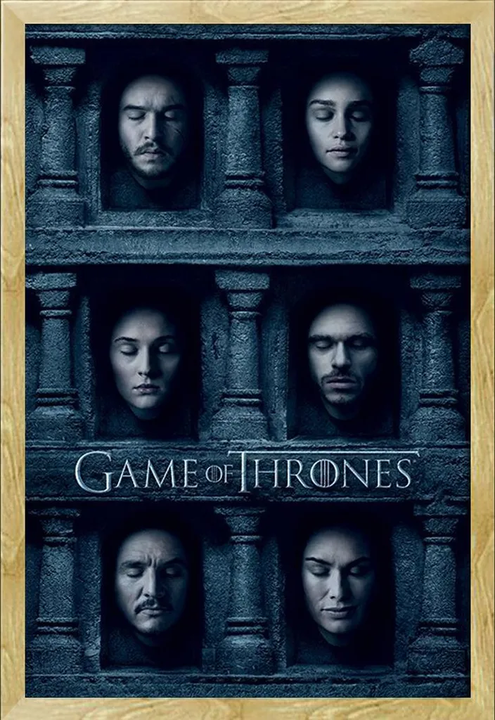Décoration Murale Game of Thrones Poster Encadré 61x91 cm Finition Bois