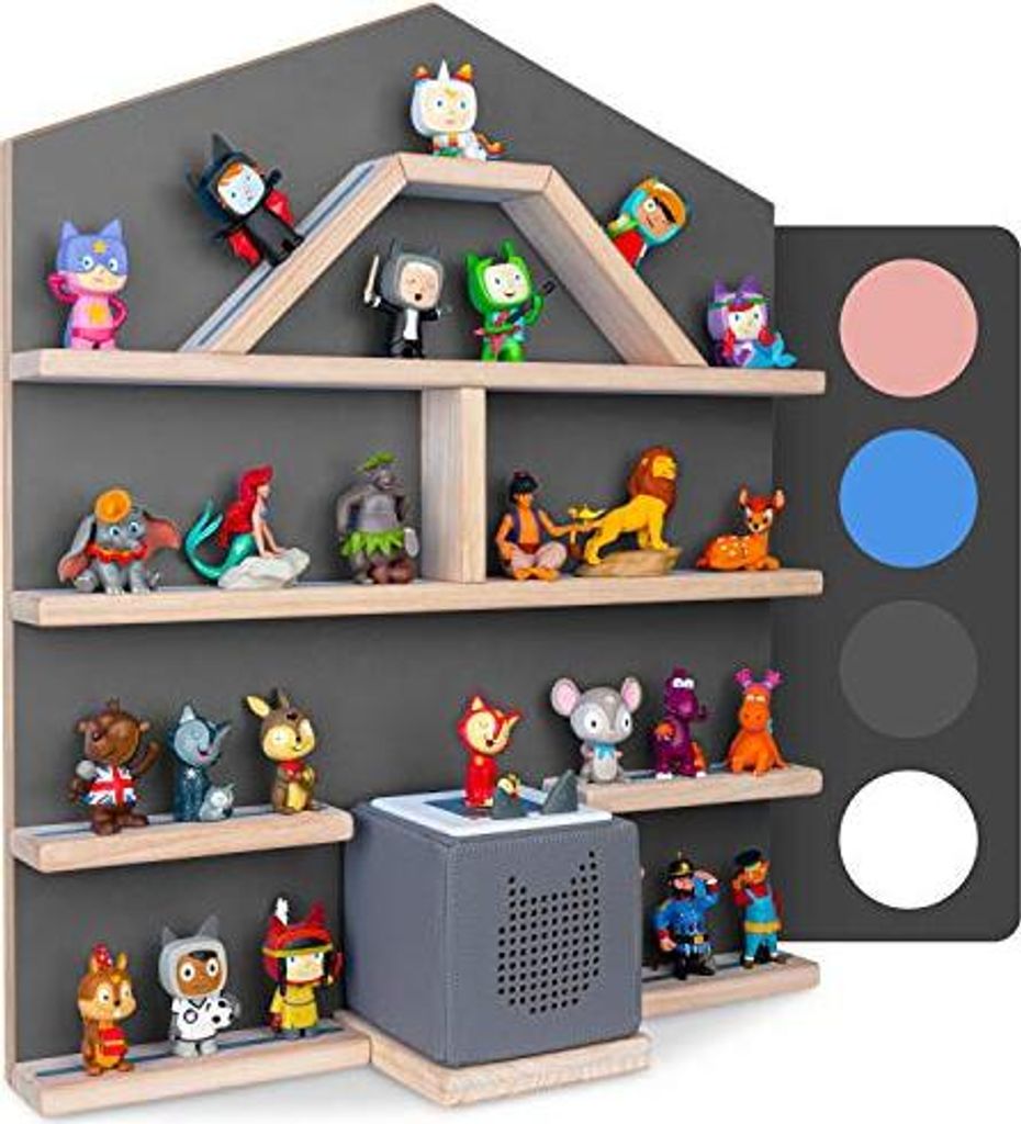 Little Moonshine Regal für Toniebox und Tonies DAS ORIGINAL – bis zu 52 Tonies – Magnetisches Wandregal – 4 passend zur Toniebox (Grau)