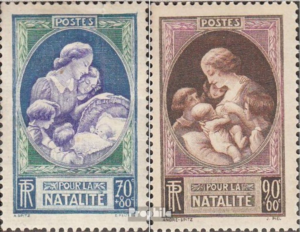 Briefmarken Frankreich 1939 Mi 455-456 (kompl.Ausg.) postfrisch Wohlfahrtsmarken