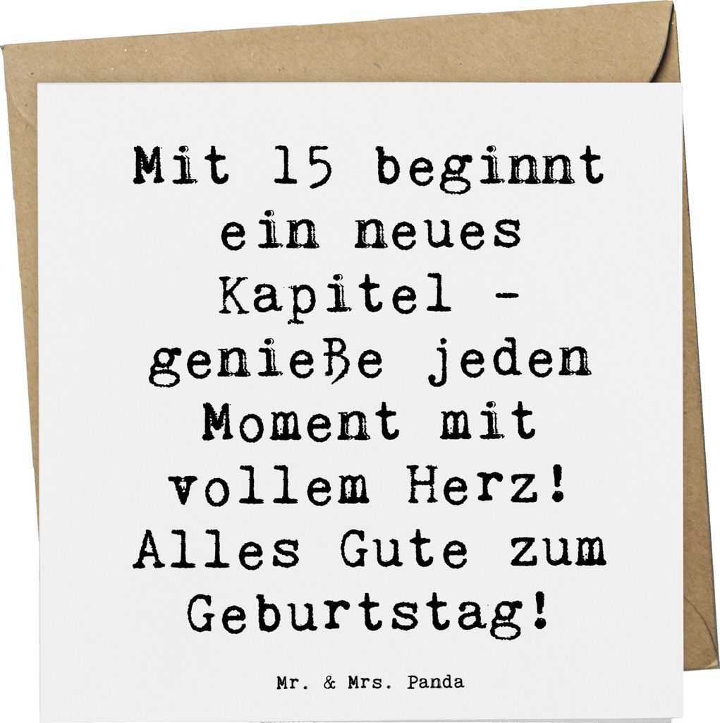 Mr. & Mrs. Panda doppelkarte Spruch 15. Geburtstag - Weiß - Geschenk, Glückwunschkarte, neues Kapitel, Happy Birthday, Alter, faltkarte, Alles Gu...