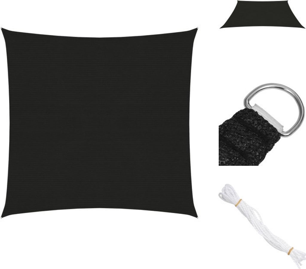 vidaXL Sonnensegel 160 g/m² Schwarz 2,5x2,5 m HDPE - Sonnenschirme & Sonnenschutze
