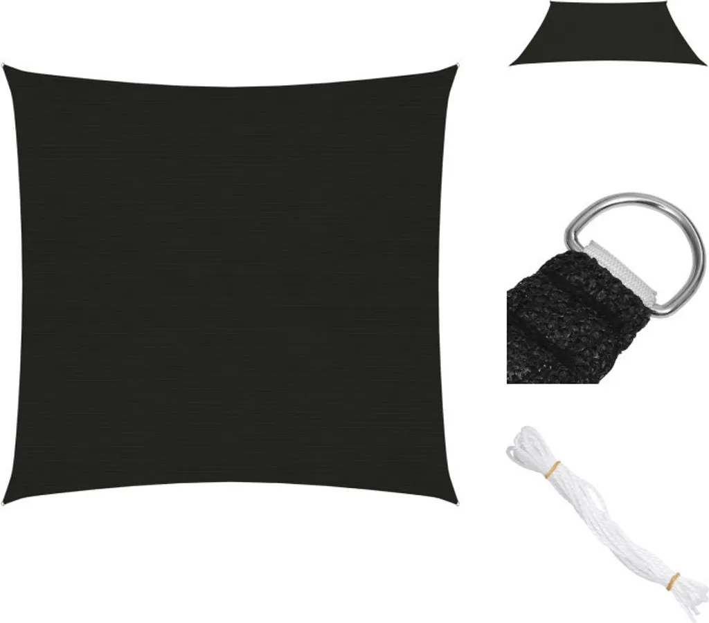 Vela Ombreggiante vidaXL Nera 2,5x2,5m | Arredo Giardino e Terrazza