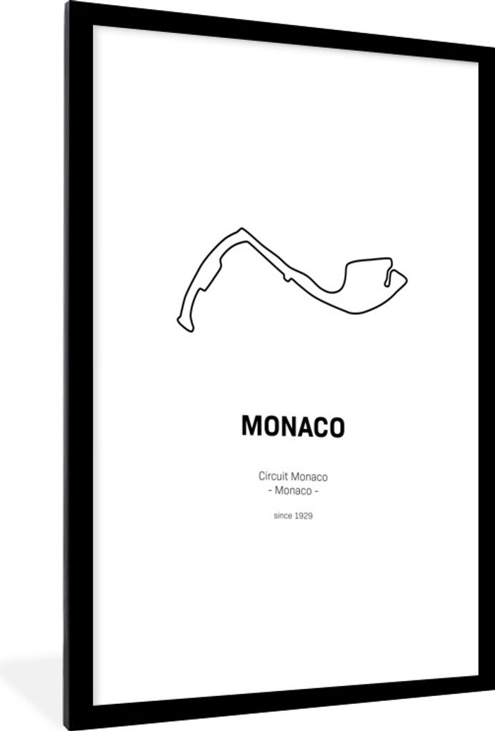 MuchoWow Gerahmtes Poster Monaco - Rennstrecke - F1 60x90 cm - Poster mit Schwarzem Bilderrahmen Wandposter Rahmen Foto Bilder - Dekoration - Wan...