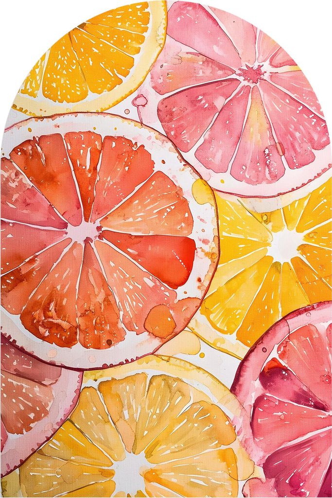 DEQORI Fototapete Rundbogen 100x150 cm 'Ein Zitruszauber' Wand Tapete Leinwand Sticker