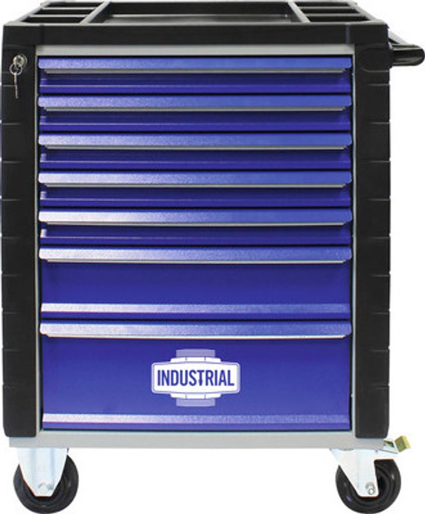 Werkstattwagen Industrial 712 x 943 x 466 mm 7 Schubladen - inkl. 9 Werkzeugmodule blau 140-tlg.