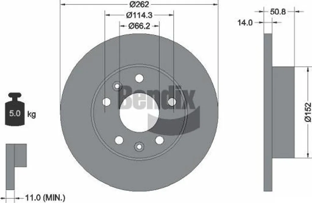 Disque de Frein Bendix BDS1442 Résistant et Performant Freelander OE