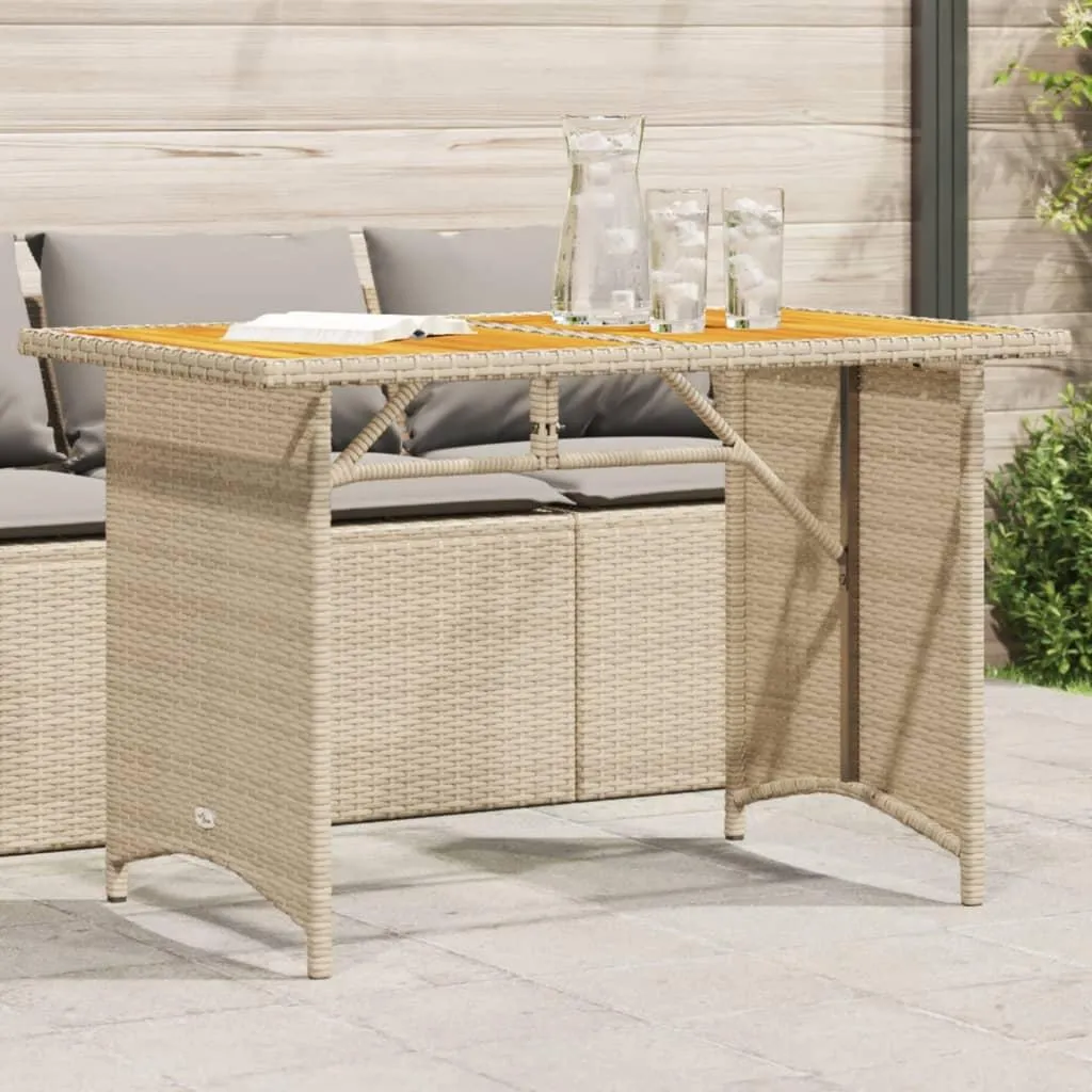 Arredo Giardino vidaXL: Tavolo Beige Poly Rattan e Legno 110cm - 2